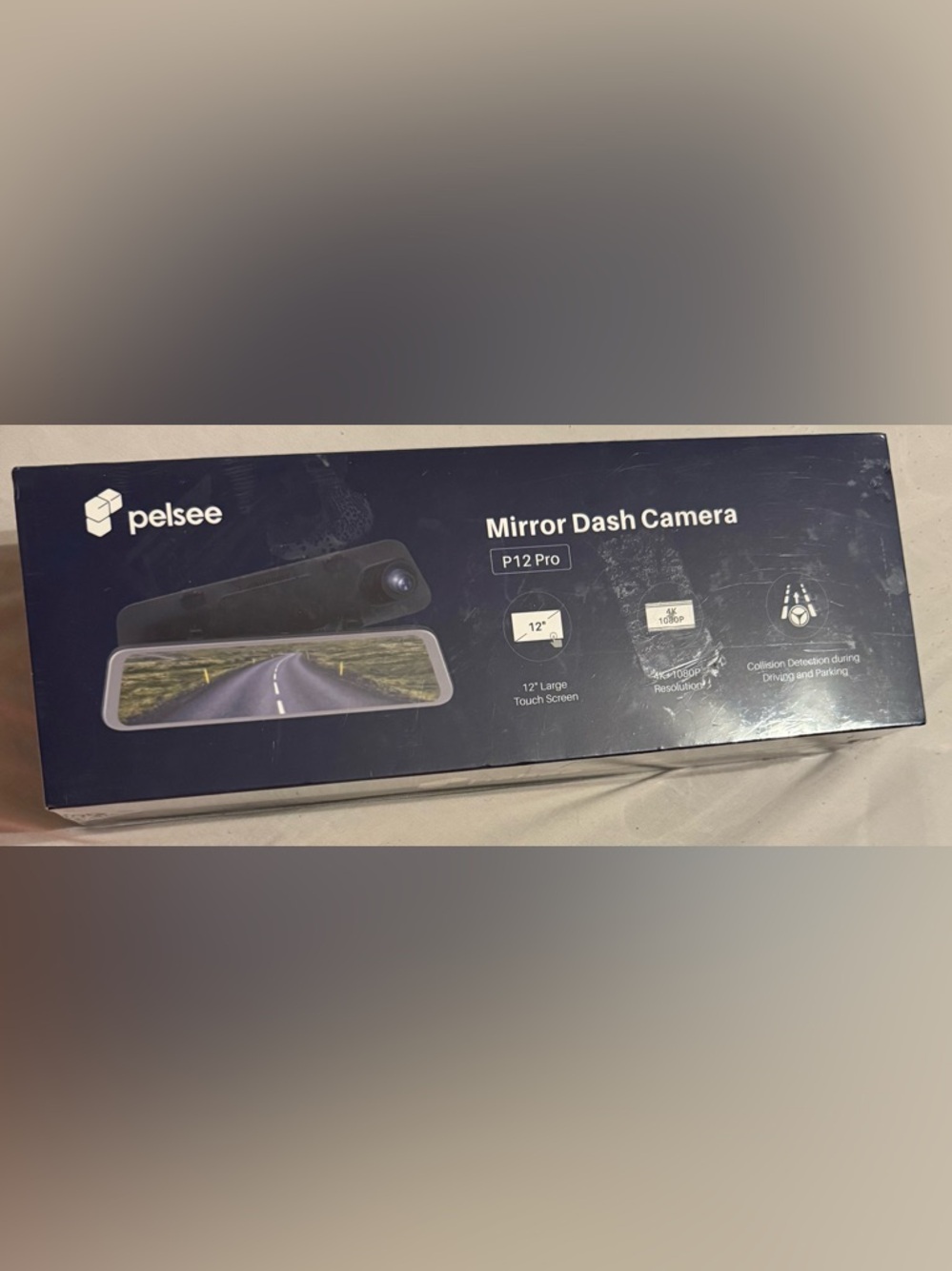 Pelsee P12 Pro 12” Mirror Dash Cam – Front & Rear Camera – Brand New